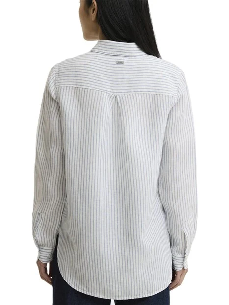 CAMICIA MARINE IN LINO A RIGHE DONNA AZZURRO