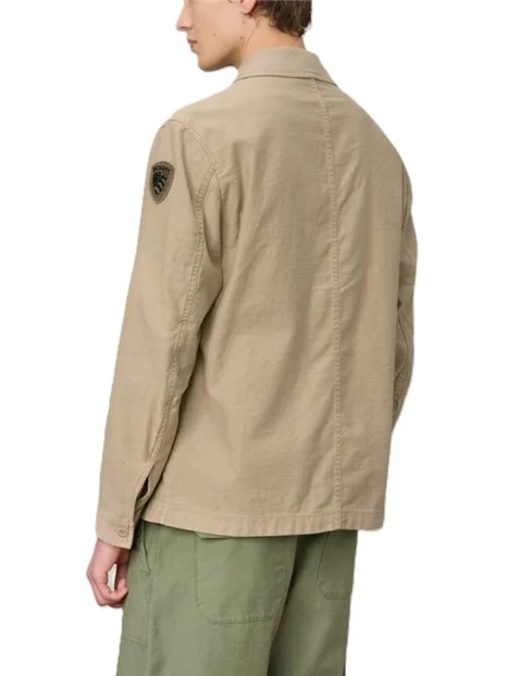 GIACCA CORTA CON COLLETTO A CAMICIA E TASCHE FRONTALI UOMO BEIGE