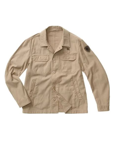 GIACCA CORTA CON COLLETTO A CAMICIA E TASCHE FRONTALI UOMO BEIGE