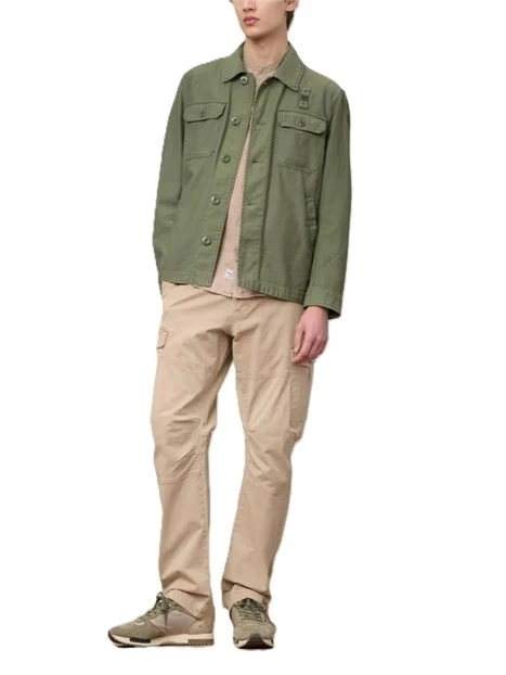 GIACCA CORTA CON COLLETTO A CAMICIA E TASCHE FRONTALI UOMO VERDE