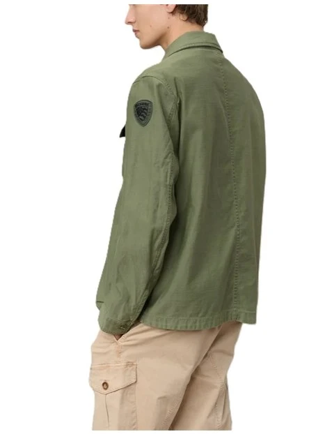 GIACCA CORTA CON COLLETTO A CAMICIA E TASCHE FRONTALI UOMO VERDE