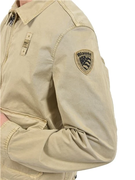 GIACCA CORTA SFODERATA CON CHIUSURA A ZIP UOMO BEIGE