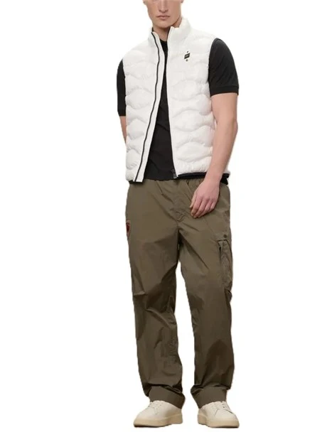 PIUMINO SMANICATO CON IMBOTTITURA AD ONDE CON FODERA A CONTRASTO UOMO BIANCO