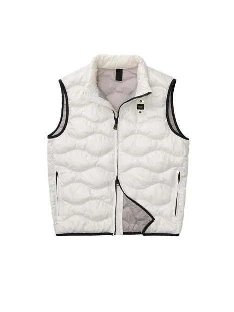 PIUMINO SMANICATO CON IMBOTTITURA AD ONDE CON FODERA A CONTRASTO UOMO BIANCO