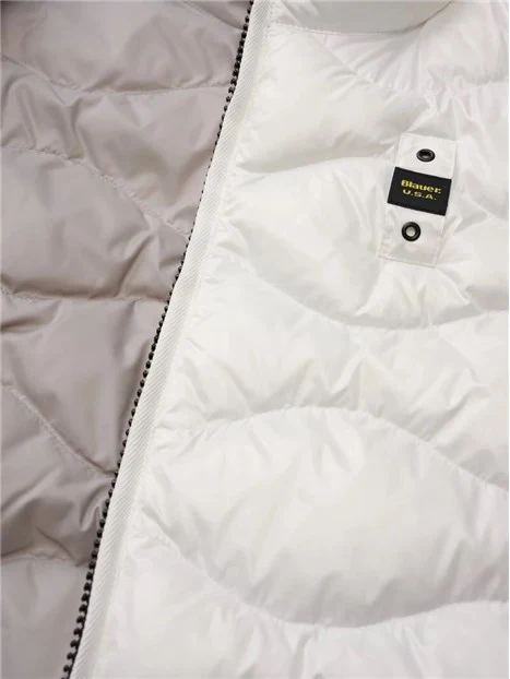 PIUMINO SMANICATO CON IMBOTTITURA AD ONDE CON FODERA A CONTRASTO UOMO BIANCO