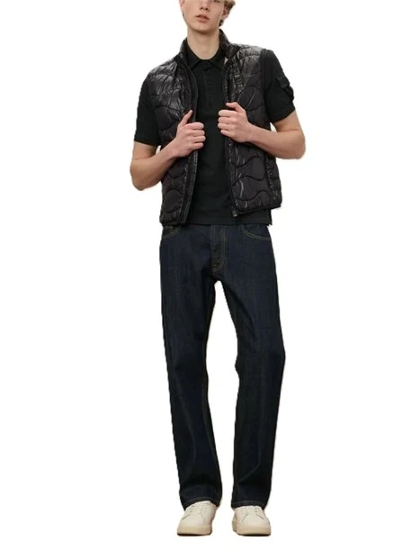 PIUMINO SMANICATO CON IMBOTTITURA AD ONDE CON FODERA A CONTRASTO UOMO NERO