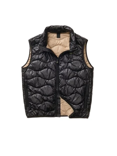 PIUMINO SMANICATO CON IMBOTTITURA AD ONDE CON FODERA A CONTRASTO UOMO NERO