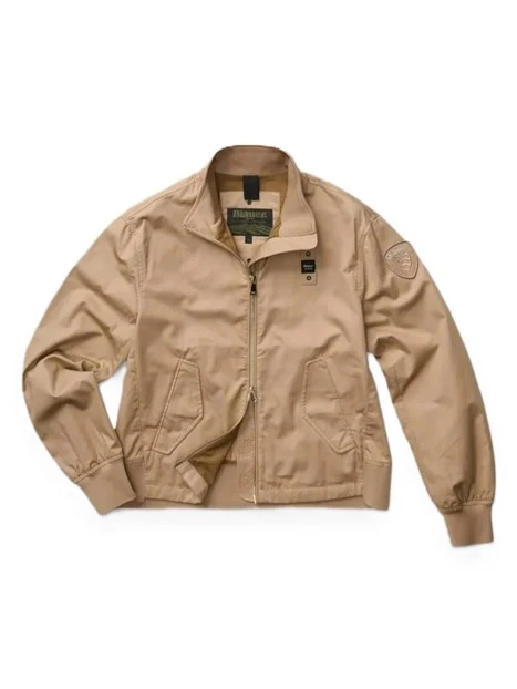 GIACCA IN COTONE MODELLO BOMBER CON BORDI A COSTINE DONNA BEIGE