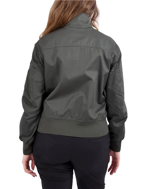 GIACCA IN COTONE MODELLO BOMBER CON BORDI A COSTINE DONNA VERDE