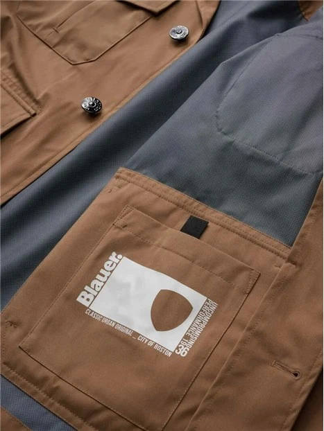 GIACCA IMPERMEABILE E ANTIVENTO CON DETTAGLI RIFRANGENTI UOMO BEIGE