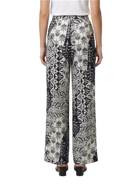 PANTALONE PALAZZO IN TWILL STAMPATO CON VITA ALTA DONNA BLU