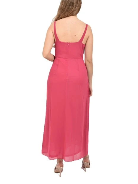 VESTITO LUNGO CON CORPINO CON INCROCIO FRONTALE DONNA FUCSIA