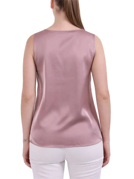 TOP SMANICATO IN RASO CON SCOLLO A V DONNA ROSA CIPRIA