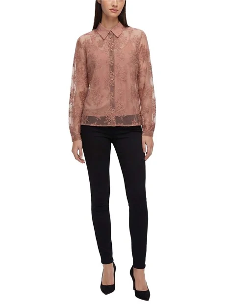 CAMICIA IN PIZZO CON CHIUSURA A GOCCIA  DONNA ROSA