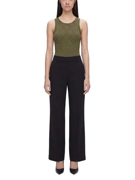 TOP SMANICATO CON APPLICATI DONNA VERDE