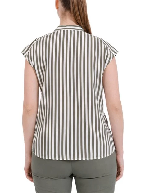 CAMICIA MANICA CORTA  CON COLLO ALLA COREANA DONNA VERDE