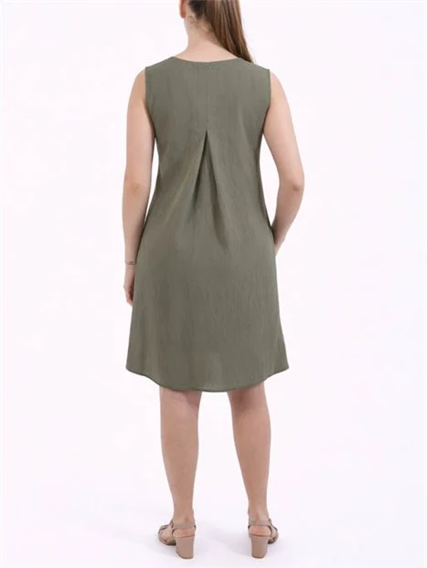 VESTITO CORTO SCOLLO A V  MISTO VISCOSA DONNA VERDE