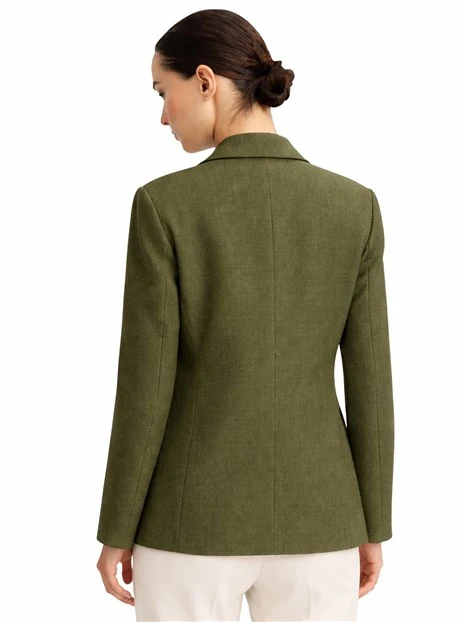 BLAZER MONOPETTO IN TELA DI LINO LAVATO DONNA VERDE