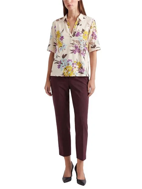 CAMICIA MANICA CORTA CON STAMPA FLOREALE DONNA BEIGE