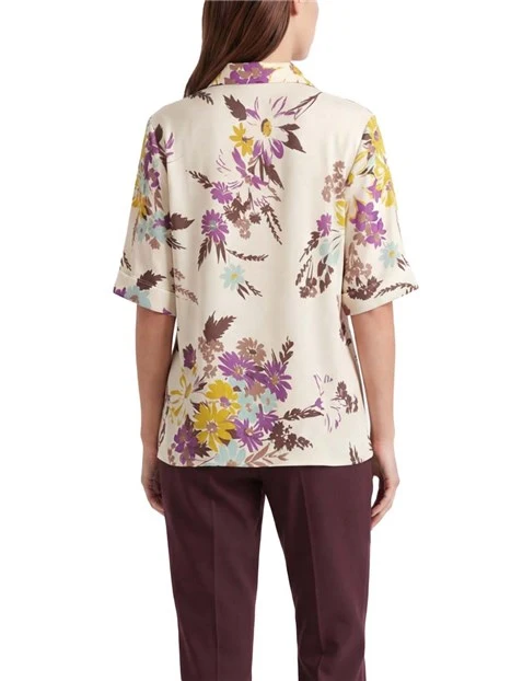 CAMICIA MANICA CORTA CON STAMPA FLOREALE DONNA BEIGE