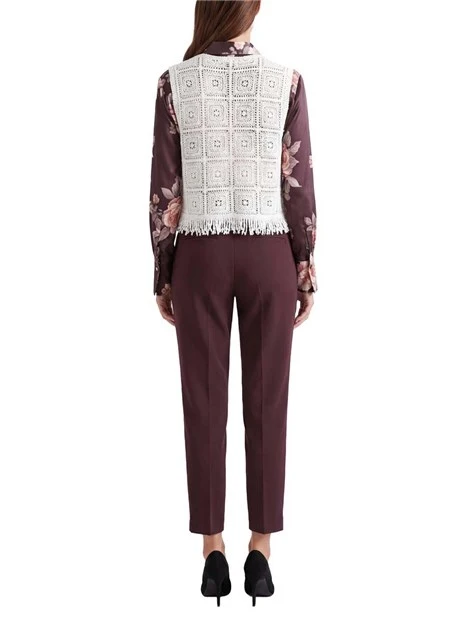 GILET CORTO CON FRANGE DECORATIVE DONNA BIANCO