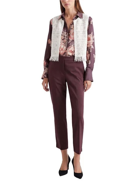 GILET CORTO CON FRANGE DECORATIVE DONNA BIANCO