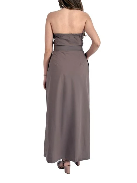 VESTITO LUNGO CON SCOLLO ALL'AMERICANA DONNA TORTORA
