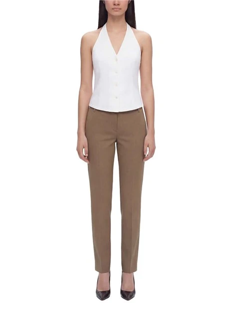 TOP IN MISTO COTONE CON BOTTONCINI A VISTA DONNA BIANCO