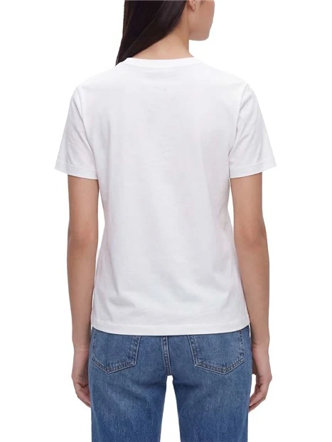 T-SHIRT MANICA CORTA CON STAMPE FANTASIA  QUADRO FLOREALE DONNA BIANCO