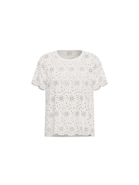 T-SHIRT MANICA CORTA IN COTONE SANGALLO DONNA BIANCO