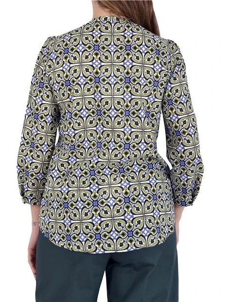 BLUSA IN MUSSOLA STAMPATA DONNA AZZURRO