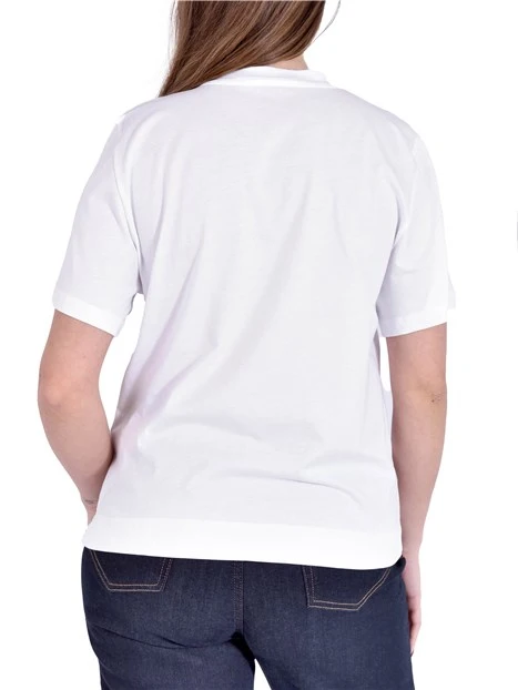 T-SHIRT IN JERSEY DI PURO COTONE CON STAMPA FLOREALE  E SPACCHETTI LATERALI DONNA BIANCO