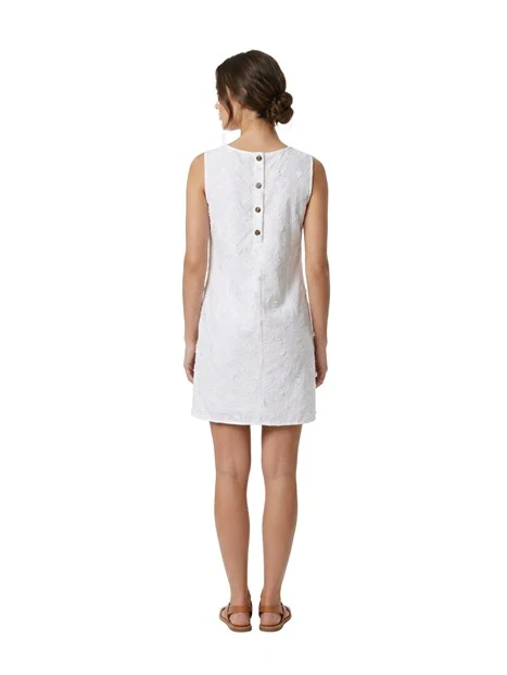 VESTITO CORTO SMANICATO IN COTONE RICAMATO  DONNA BIANCO