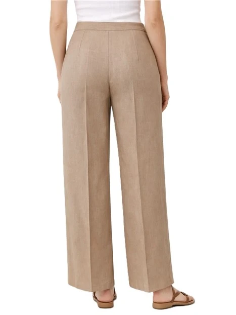 PANTALONE PALAZZO CON COULISSE IN VITA E INSERTO ELASTICO DONNA BEIGE