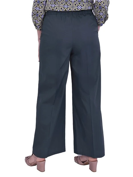 PANTALONE PALAZZO CON COULISSE IN VITA E INSERTO ELASTICO DONNA VERDE