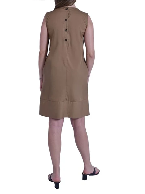 VESTITO CORTO SMANICATO IN PURO COTONE  MARRONE