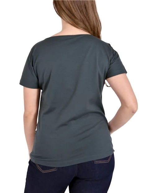 T-SHIRT MANICA CORTA  IN COTONE STRECTH CON RETRO IN JERSEY DONNA VERDE