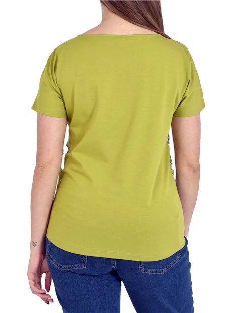 T-SHIRT MANICA CORTA  IN COTONE STRECTH CON RETRO IN JERSEY DONNA MARRONE