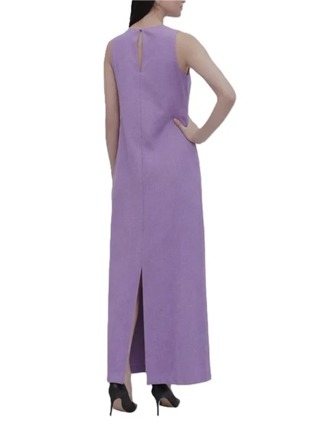 VESTITO LUNGO IN LINO CON SPACCHI LATERALI DONNA VIOLA