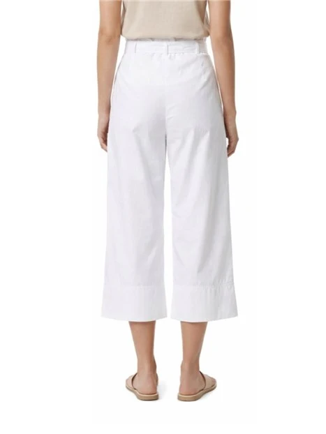 PANTALONE PALAZZO CON ORLO ALTO E MOTIVO PIEGHE DONNA BIANCO