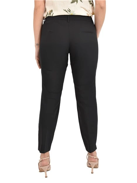 PANTALONI SIGARETTA  IN MISTO COTONE CON BOTTONE A VISTA DONNA NERO