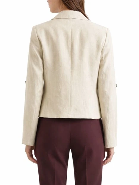 BLAZER IN TELA DI PURO LINO DONNA BEIGE