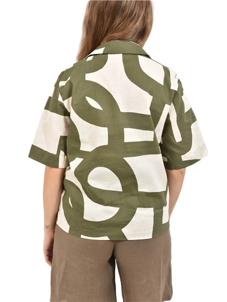 CAMICIA MANICA CORTA CON STAMPA FLOREALE DONNA VERDE