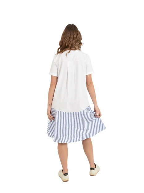 VESTITO CORTO IN JERSEY CON BALZA  DONNA BIANCO