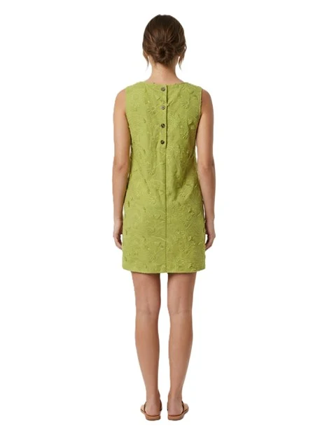 VESTITO CORTO SMANICATO IN COTONE RICAMATO  DONNA VERDE