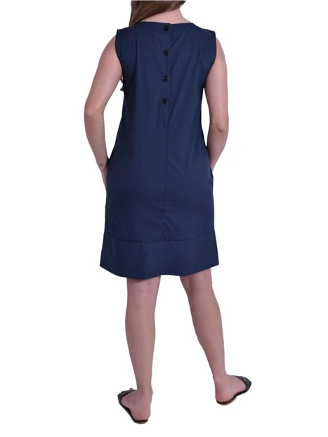 VESTITO CORTO SMANICATO IN PURO COTONE BLU