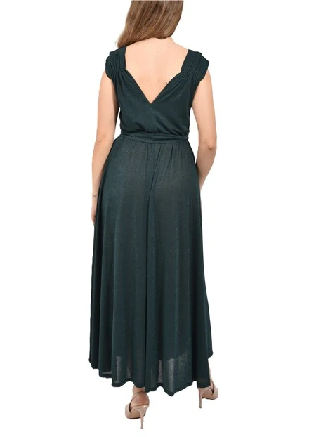 VESTITO CORTO  CON CARRE' POSTERIORE E BALZE IN JERSEY DONNA VERDE