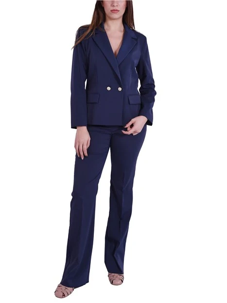 BLAZER SCOLLO REVER IN MISTO VISCOSA FODERATO DONNA BLU