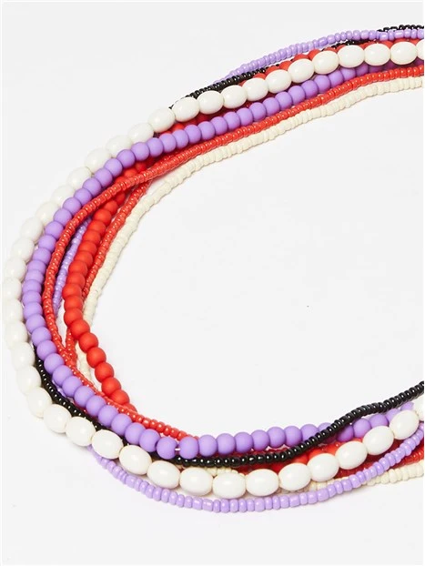 COLLANA IN PERLINE ASSORTITE DONNA FUCSIA