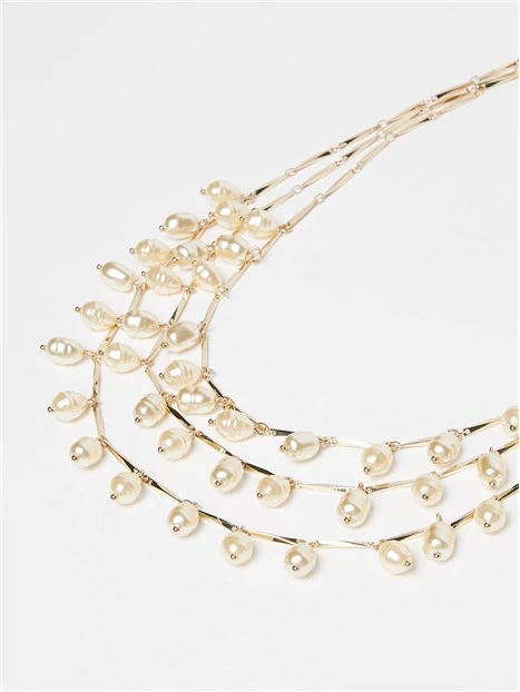 COLLANA CON PERLE IRREGOLARI DONNA BIANCO